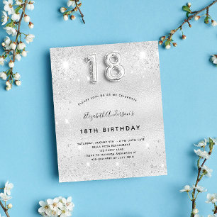 Prospectus 11,4 Cm X 14,2 Cm 18e anniversaire argent parties scintillant budget