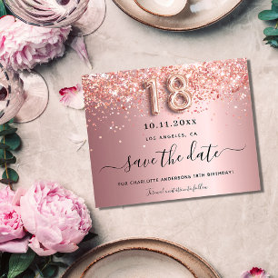Prospectus 11,4 Cm X 14,2 Cm 18e anniversaire blush rose enregistrer la date bu