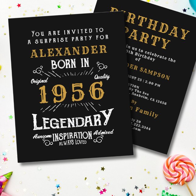 Prospectus 11,4 Cm X 14,2 Cm 1956 Budget 70th Birthday Invitation Legend (1956 birthday invitation budget flyer. White background.)