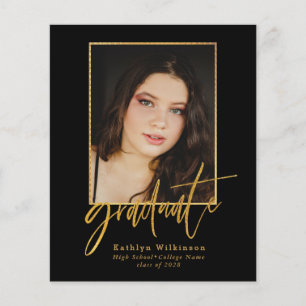 Prospectus 11,4 Cm X 14,2 Cm 2023 BUDGET Élégant Script or Grad Invitation