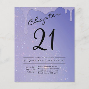 Prospectus 11,4 Cm X 14,2 Cm 21e anniversaire Script Parties scintillant Invita