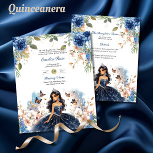 Prospectus 11,4 Cm X 14,2 Cm 25 BUDGET Marine bleu Quinceanera robe papier flor