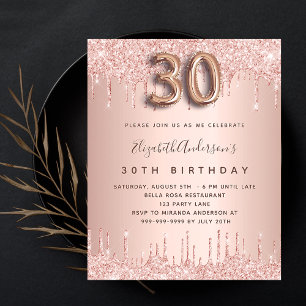 Prospectus 11,4 Cm X 14,2 Cm 30e anniversaire rose or parties scintillant budge