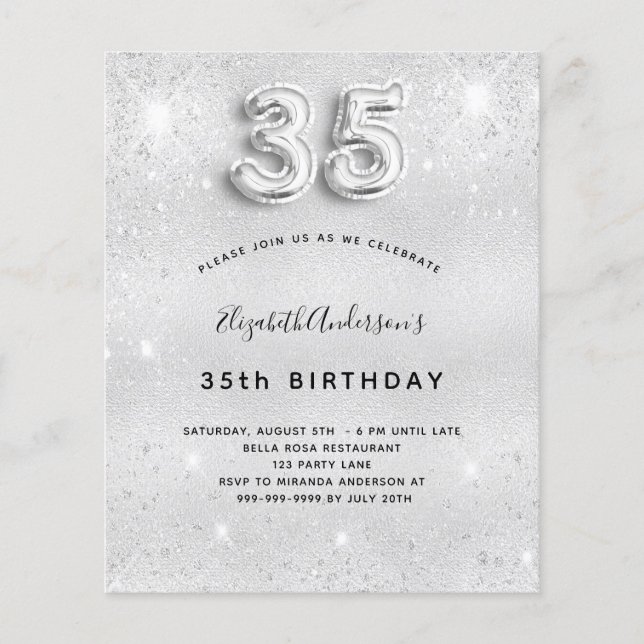Prospectus 11,4 Cm X 14,2 Cm 35e anniversaire argent parties scintillant budget (Devant)