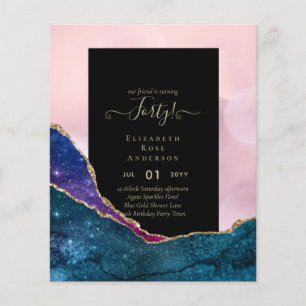 Prospectus 11,4 Cm X 14,2 Cm 40e anniversaire Invitations Glamor Girly FUN mode