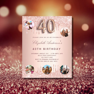 Prospectus 11,4 Cm X 14,2 Cm 40e anniversaire rose parties scintillant budget p