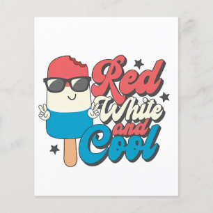 Prospectus 11,4 Cm X 14,2 Cm 4 juillet Popsicles Rouge Blanc Et Cool