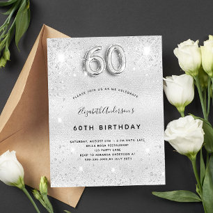 Prospectus 11,4 Cm X 14,2 Cm 60e anniversaire argent parties scintillant invita