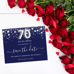 Prospectus 11,4 Cm X 14,2 Cm 70e anniversaire bleu marine argenté budget date d