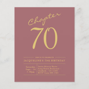 Prospectus 11,4 Cm X 14,2 Cm 70e anniversaire Gold Pink Budget Invitation