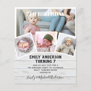 Prospectus 11,4 Cm X 14,2 Cm 7E Anniversaire Photo Collage Invitation Garçon fi