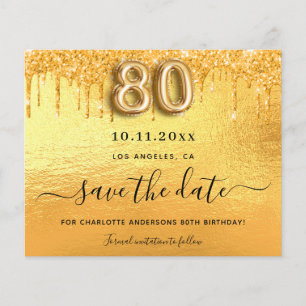 Prospectus 11,4 Cm X 14,2 Cm 80e anniversaire budget de parties scintillant or 