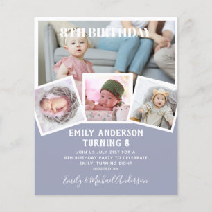 Prospectus 11,4 Cm X 14,2 Cm 8E Anniversaire Photo Collage Invitation Garçon fi