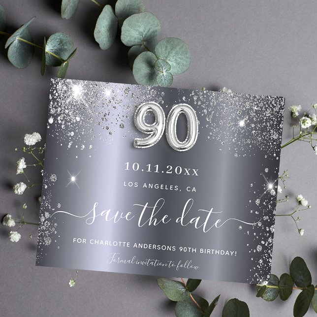 Prospectus 11,4 Cm X 14,2 Cm 90e anniversaire argent paillettes petit budget ca (Créateur téléchargé)