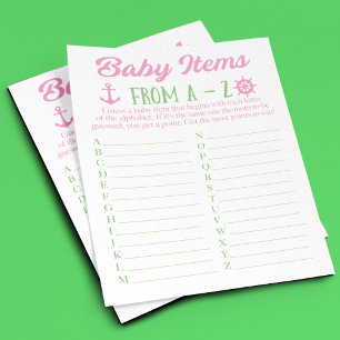 Prospectus 11,4 Cm X 14,2 Cm A à Z Baby Items Baby shower nautique Jeu