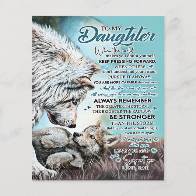 Prospectus 11,4 Cm X 14,2 Cm À Ma Fille Lion Famille Cadeau, Fille Anniversaire (Devant)