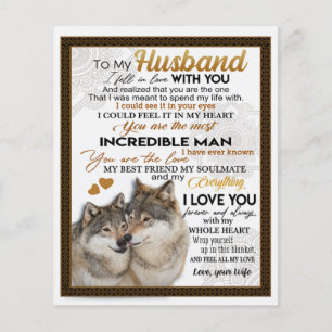 Prospectus 11,4 Cm X 14,2 Cm À Mon Mari, Cadeau Couple Wolf, Cadeau Mariage