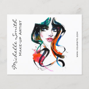Prospectus 11,4 Cm X 14,2 Cm Abstrait Aquarelle encre couleur femme maquillage 