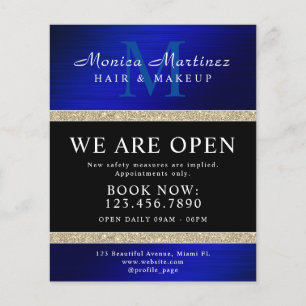 Prospectus 11,4 Cm X 14,2 Cm Acier inoxydable bleu pailleté or métallisé