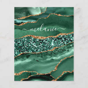 Prospectus 11,4 Cm X 14,2 Cm Agate Green Gold Parties scintillant Geode Marbre 