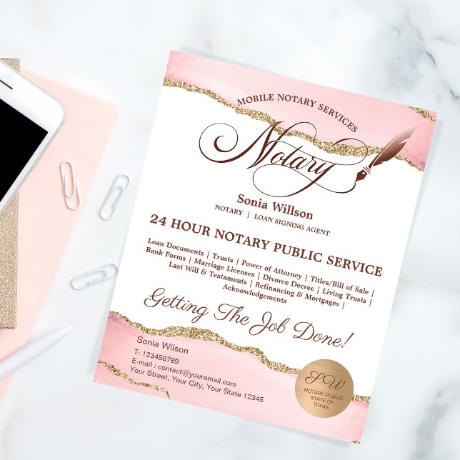 Prospectus 11,4 Cm X 14,2 Cm Agent de signature de crédit et de notaire mobile  (Créateur téléchargé)