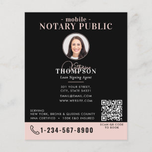 Prospectus 11,4 Cm X 14,2 Cm Agent de signature de notaire Code QR photo Black
