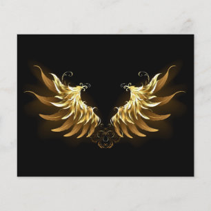 Prospectus 11,4 Cm X 14,2 Cm Ailes d'Ange d'or sur arrière - plan noir