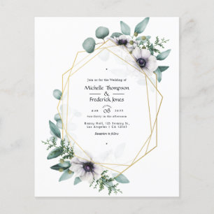 Prospectus 11,4 Cm X 14,2 Cm Anémone géométrique à l'aquarelle de mariage