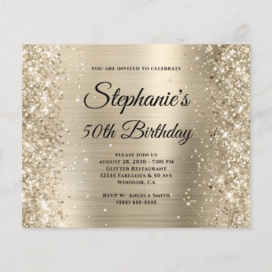 Prospectus 11,4 Cm X 14,2 Cm Anniversaire 50 ans Monogramme Pailleté Or Clair F