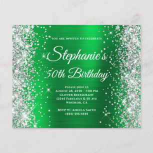 Prospectus 11,4 Cm X 14,2 Cm Anniversaire 50 ans Monogramme Paillettes Argentée