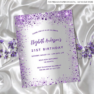 Prospectus 11,4 Cm X 14,2 Cm Anniversaire argent violet violet invitation budge