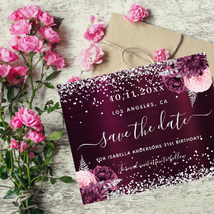 Prospectus 11,4 Cm X 14,2 Cm Anniversaire burgundy budget floral enregistrer la