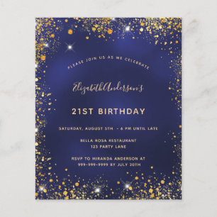 Prospectus 11,4 Cm X 14,2 Cm Anniversaire de fête marine bleu or budget invitat