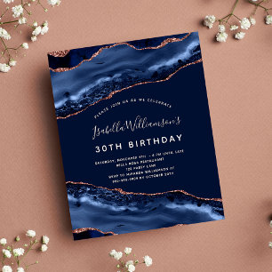 Prospectus 11,4 Cm X 14,2 Cm Anniversaire marbre bleu rose budget invitation