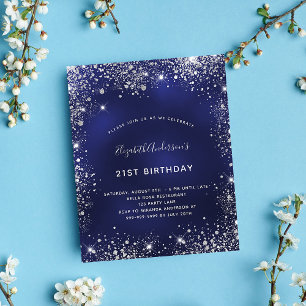 Prospectus 11,4 Cm X 14,2 Cm Anniversaire marine bleu argent budget invitation