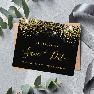 Prospectus 11,4 Cm X 14,2 Cm Anniversaire noir budget de parties scintillant d'