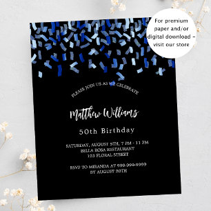 Prospectus 11,4 Cm X 14,2 Cm Anniversaire noir marine bleu budget invitation