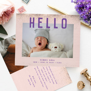 Prospectus 11,4 Cm X 14,2 Cm Annonce de naissance de bébé Hello Photo sur budge