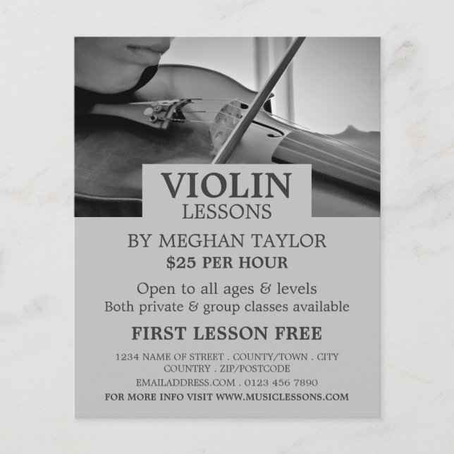 Prospectus 11,4 Cm X 14,2 Cm Annonce violoniste, leçons de violon (Devant)