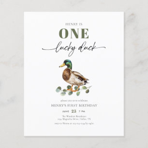 Prospectus 11,4 Cm X 14,2 Cm Aquarelle Budget One Lucky Duck Boy 1er anniversai