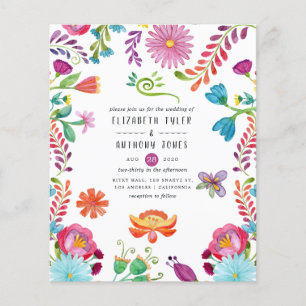 Prospectus 11,4 Cm X 14,2 Cm Aquarelle colorée Floral mexicain Fiesta Mariage