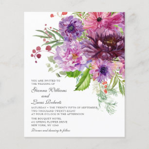 Prospectus 11,4 Cm X 14,2 Cm Aquarelle monochrome violet budget Mariage