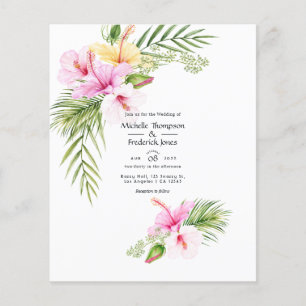 Prospectus 11,4 Cm X 14,2 Cm Aquarelle Tropical Floral Beach Invitation de mari