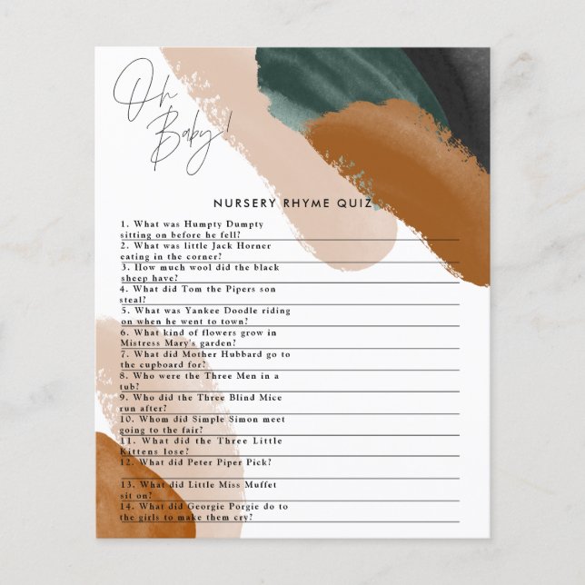 Prospectus 11,4 Cm X 14,2 Cm Aquarelle verte en terre cuite baby shower flyer (Devant)