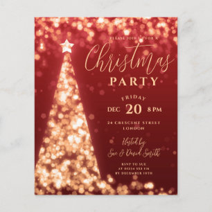 Prospectus 11,4 Cm X 14,2 Cm Arbre de Noël Budget Gold Red Modern Invitation
