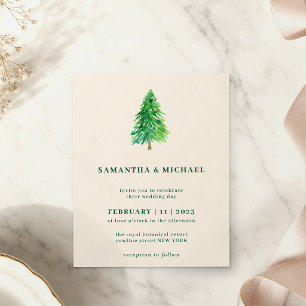 Prospectus 11,4 Cm X 14,2 Cm Arbre de Noël d'hiver Mariage Simple Élégant