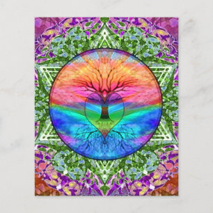 Prospectus 11,4 Cm X 14,2 Cm Arbre de vie apaisant aux couleurs de l'arc-en-cie