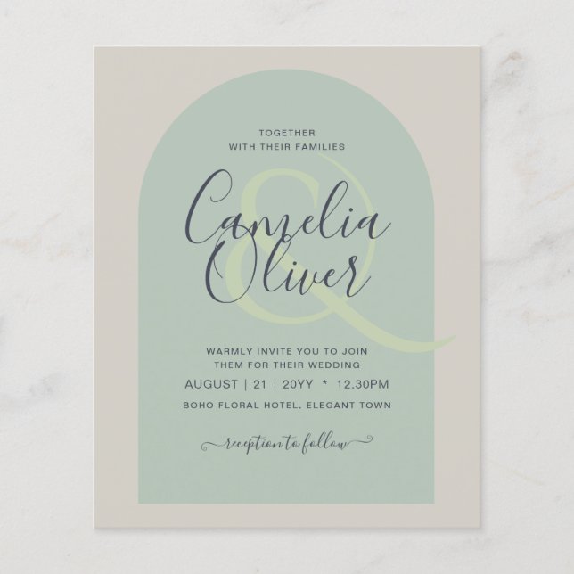 Prospectus 11,4 Cm X 14,2 Cm Arc d'esperluette de Mariage tout-en-1 BUDGET (Devant)