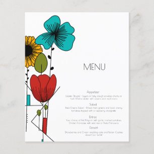 Prospectus 11,4 Cm X 14,2 Cm Art Contemporain Nouveau Floral Mariage Menu
