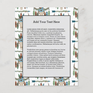 Prospectus 11,4 Cm X 14,2 Cm Attrape-rêves à plumes bohémiennes Corne bleue Flè